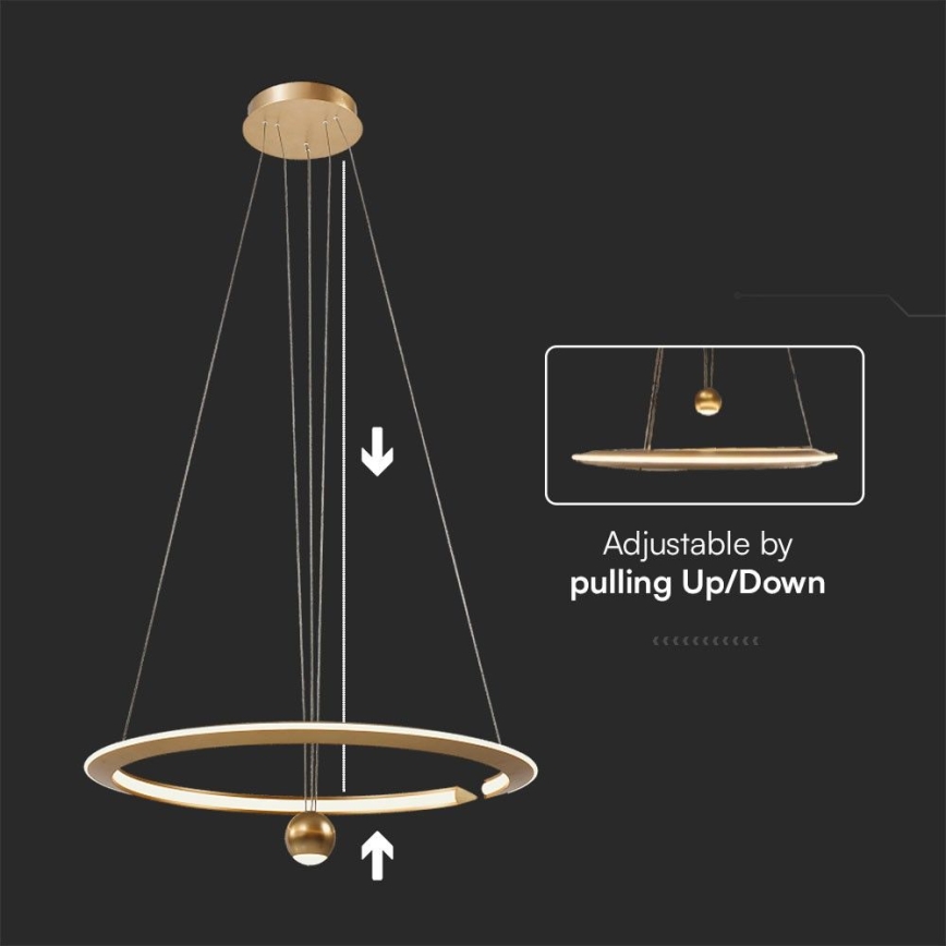 LED-Hängeleuchte an Schnur LED/45W/230V 4000K d 62 cm golden
