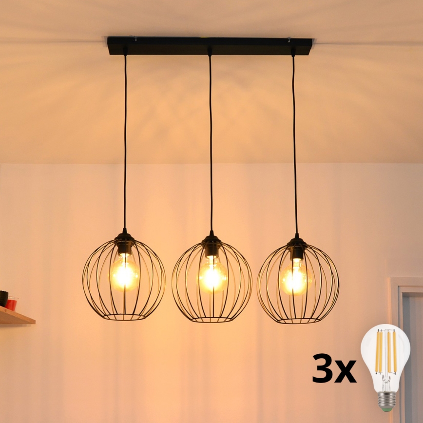LED-Hängeleuchte an Schnur MERCURE 3xE27/15W/230V