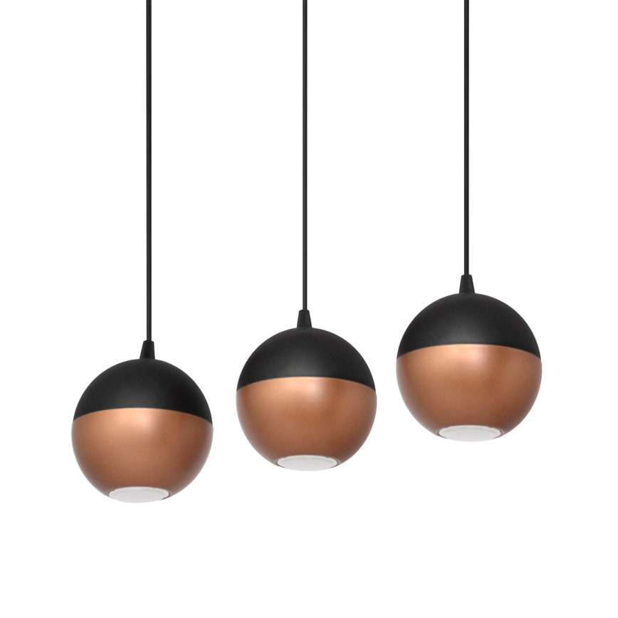 LED-Hängeleuchte an Schnur MIDWAY 3xGU10/4,8W/230V schwarz/kupfern