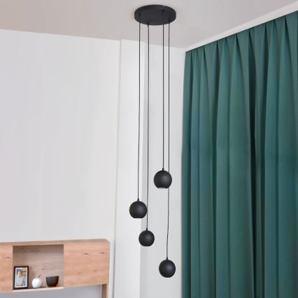 LED-Hängeleuchte an Schnur MIDWAY 4xGU10/4,8W/230V schwarz
