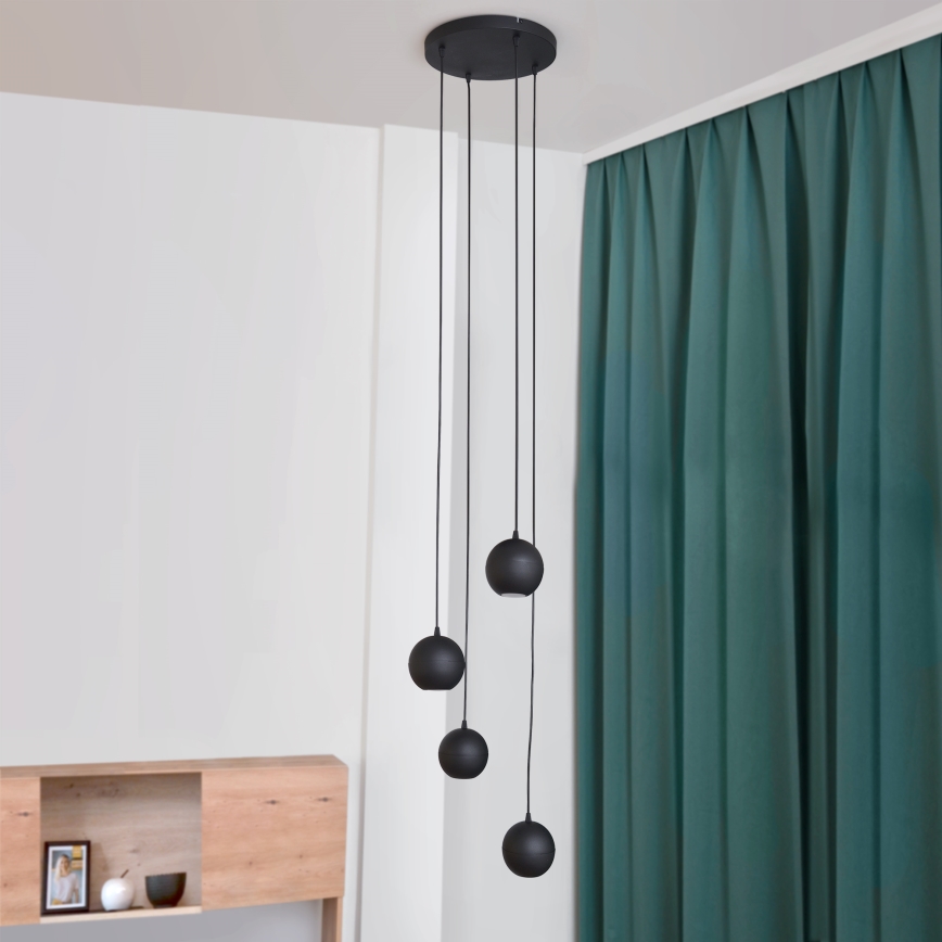 LED-Hängeleuchte an Schnur MIDWAY 4xGU10/4,8W/230V schwarz