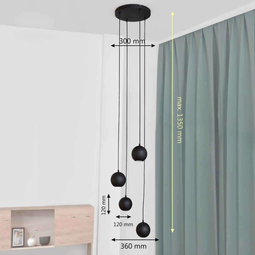 LED-Hängeleuchte an Schnur MIDWAY 4xGU10/4,8W/230V schwarz
