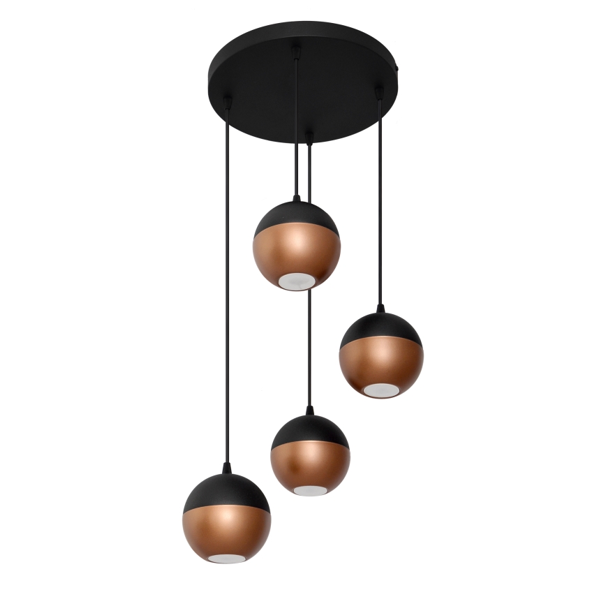 LED-Hängeleuchte an Schnur MIDWAY 4xGU10/4,8W/230V schwarz/kupfern