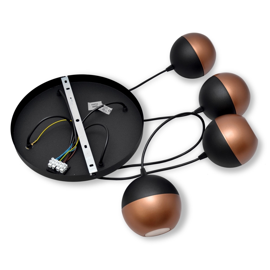 LED-Hängeleuchte an Schnur MIDWAY 4xGU10/4,8W/230V schwarz/kupfern