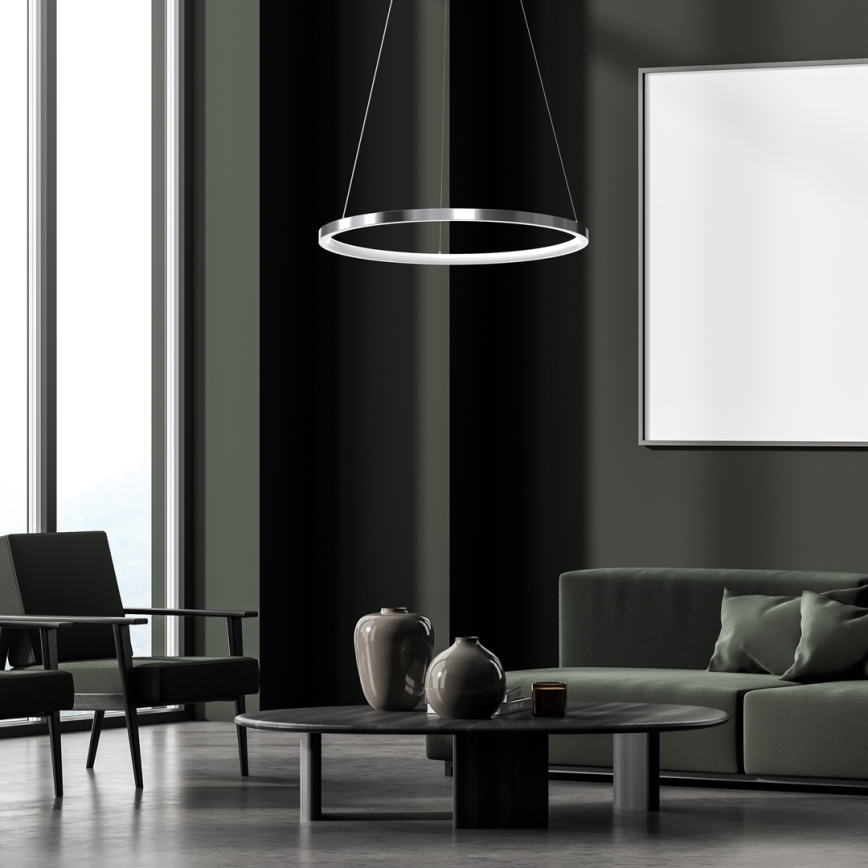 LED-Hängeleuchte an Schnur ROTONDA LED/27W/230V mattes Chrom