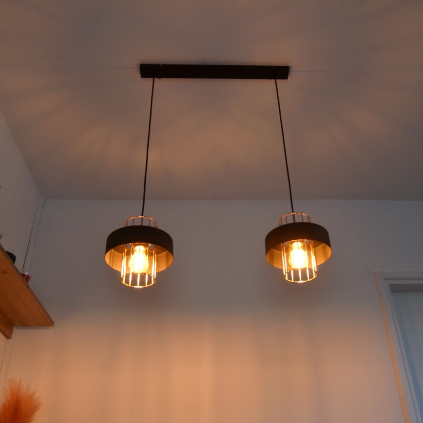LED-Hängeleuchte an Schnur VOLTA 2xE27/15W/230V schwarz/golden