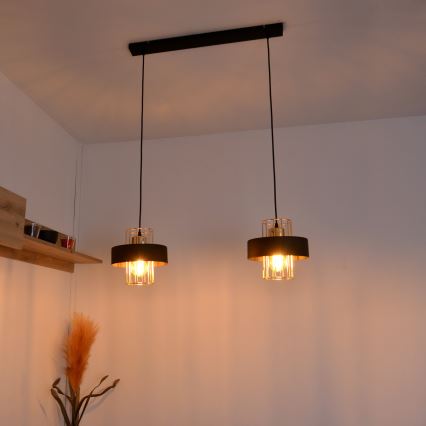 LED-Hängeleuchte an Schnur VOLTA 2xE27/15W/230V schwarz/golden