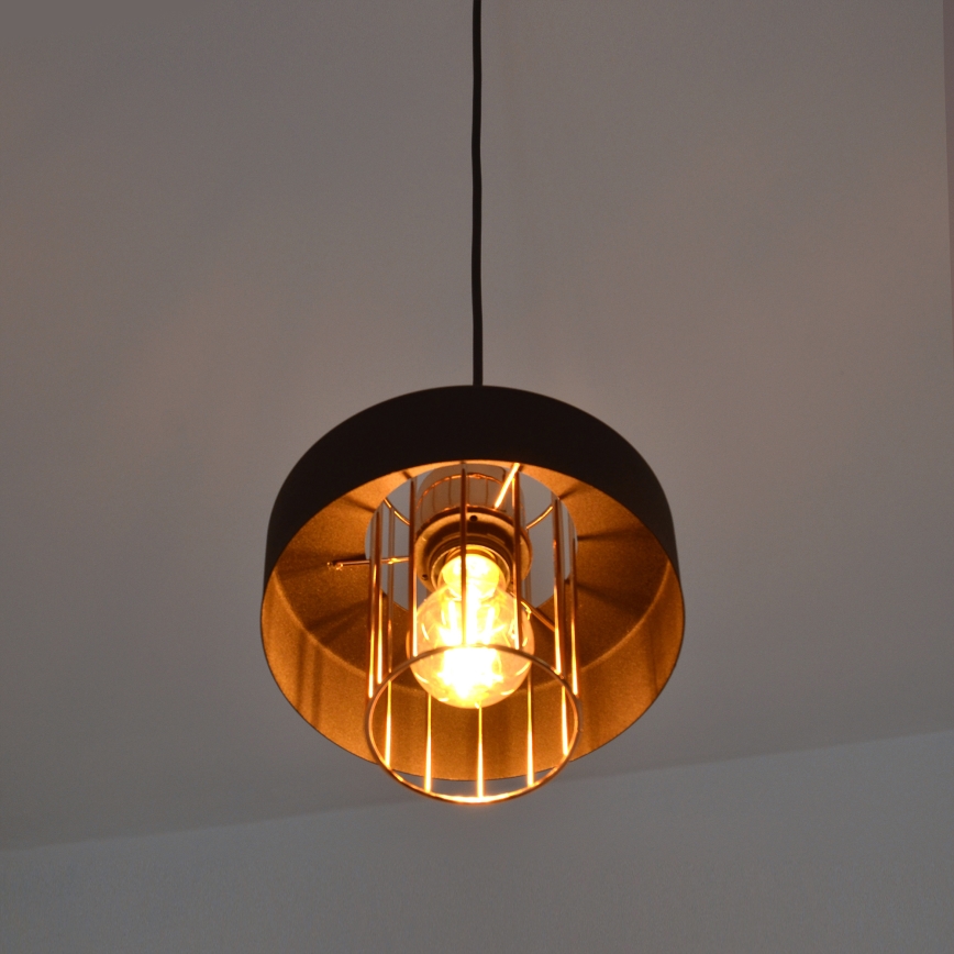 LED-Hängeleuchte an Schnur VOLTA 2xE27/15W/230V schwarz/golden