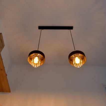 LED-Hängeleuchte an Schnur VOLTA 2xE27/15W/230V schwarz/golden