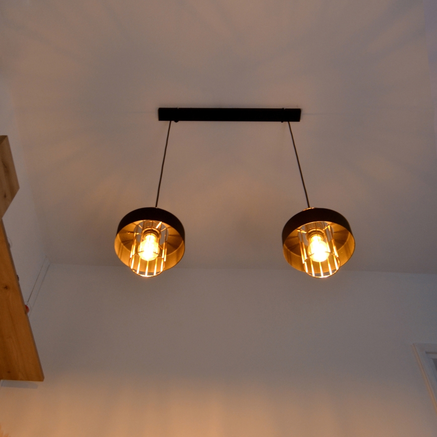LED-Hängeleuchte an Schnur VOLTA 2xE27/15W/230V schwarz/golden