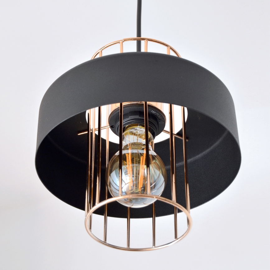 LED-Hängeleuchte an Schnur VOLTA 2xE27/15W/230V schwarz/golden