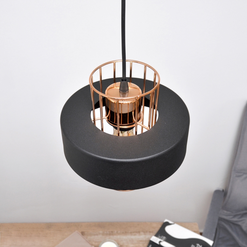 LED-Hängeleuchte an Schnur VOLTA 2xE27/15W/230V schwarz/golden