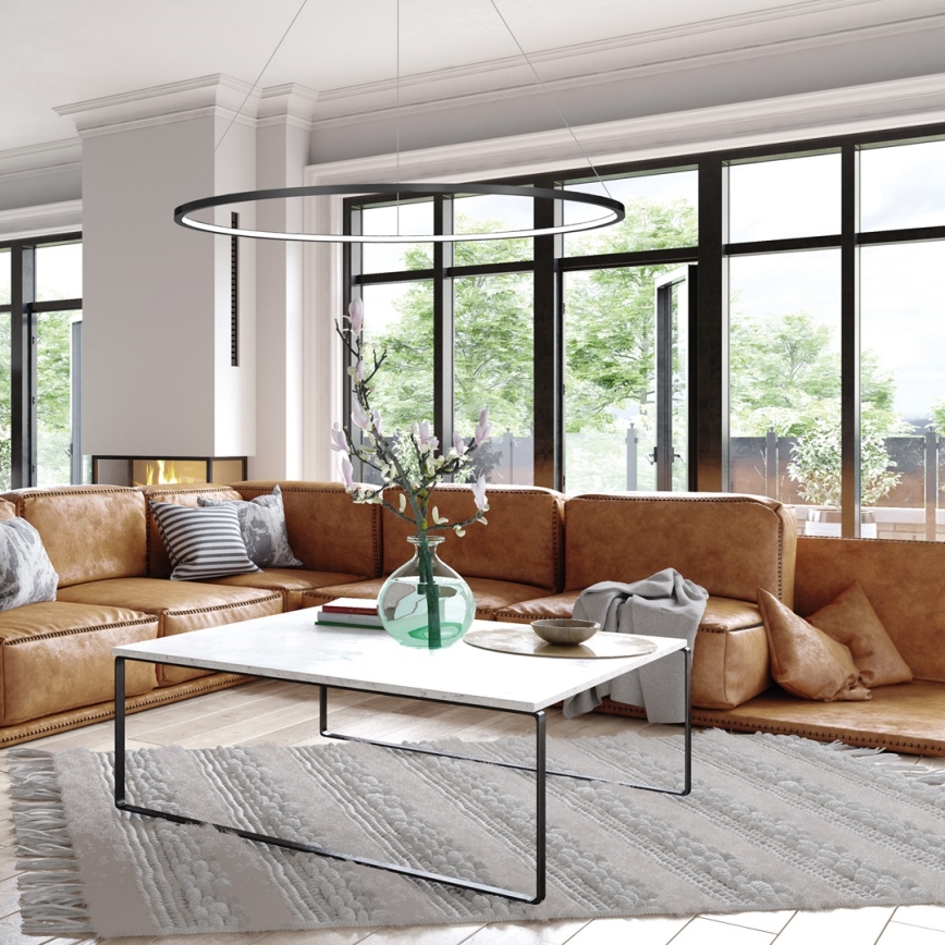 LED-Hängeleuchte an Stahlseil SATURNO LED/57W/230V Ø 100 cm IP44 schwarz