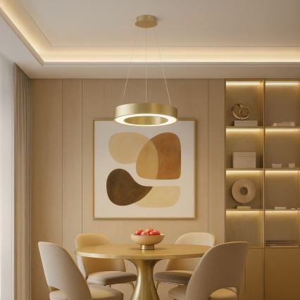 LED-Hängeleuchte an Stahlseil UNION LED/40W/230V 3000/4000/6500K Ø 40 cm goldfarben