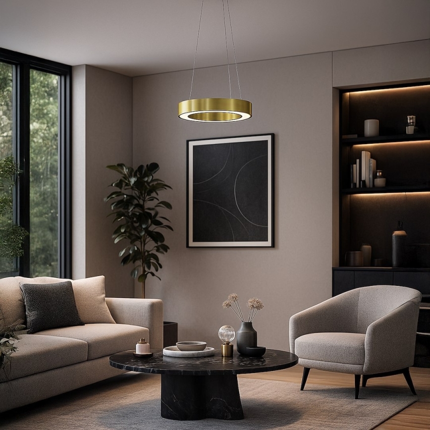 LED-Hängeleuchte an Stahlseil UNION LED/40W/230V 3000/4000/6500K Ø 40 cm goldfarben