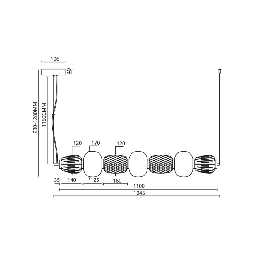 LED-Hängeleuchte CARO LED/42W/230V glänzendes Chrom