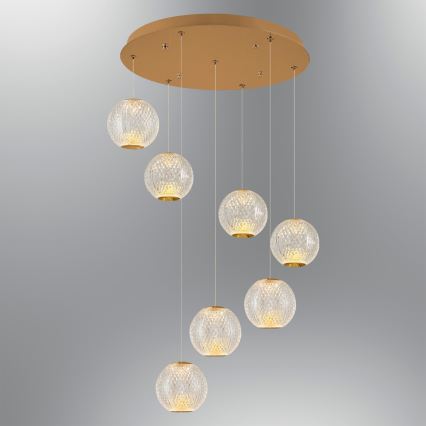 LED Hängeleuchte CREMONA 7xLED/5W/230V 3000K Gold