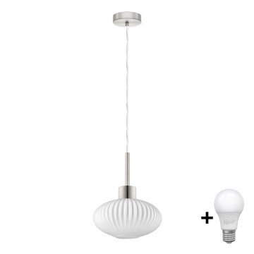 LED Hängeleuchte HARMA 1xE27/60W/230V Ø 25 cm in mattem Chrom/Weiß