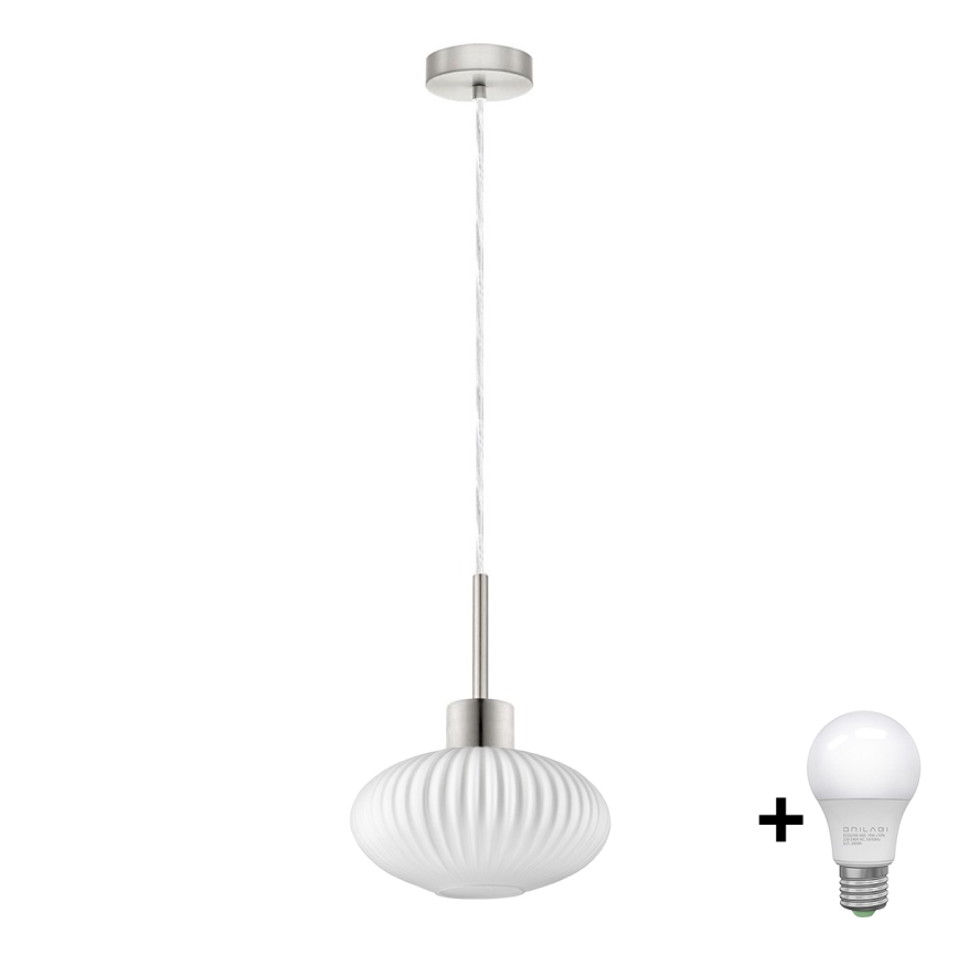 LED Hängeleuchte HARMA 1xE27/60W/230V Ø 25 cm in mattem Chrom/Weiß