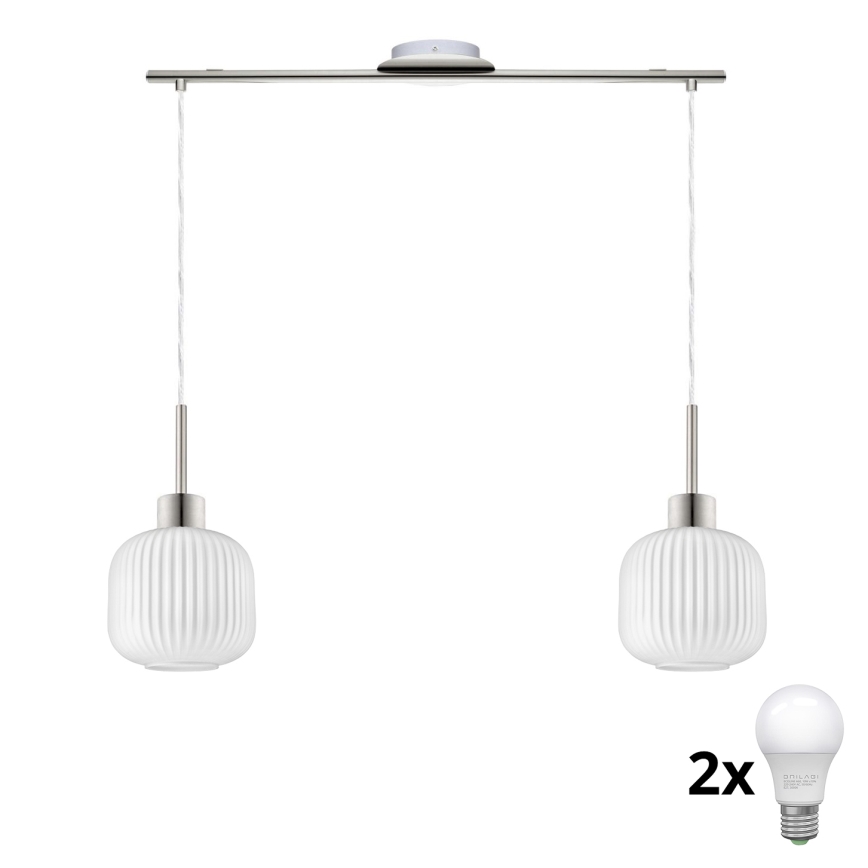 LED Hängeleuchte HARMA 2xE27/60W/230V mattes Chrom/weiß