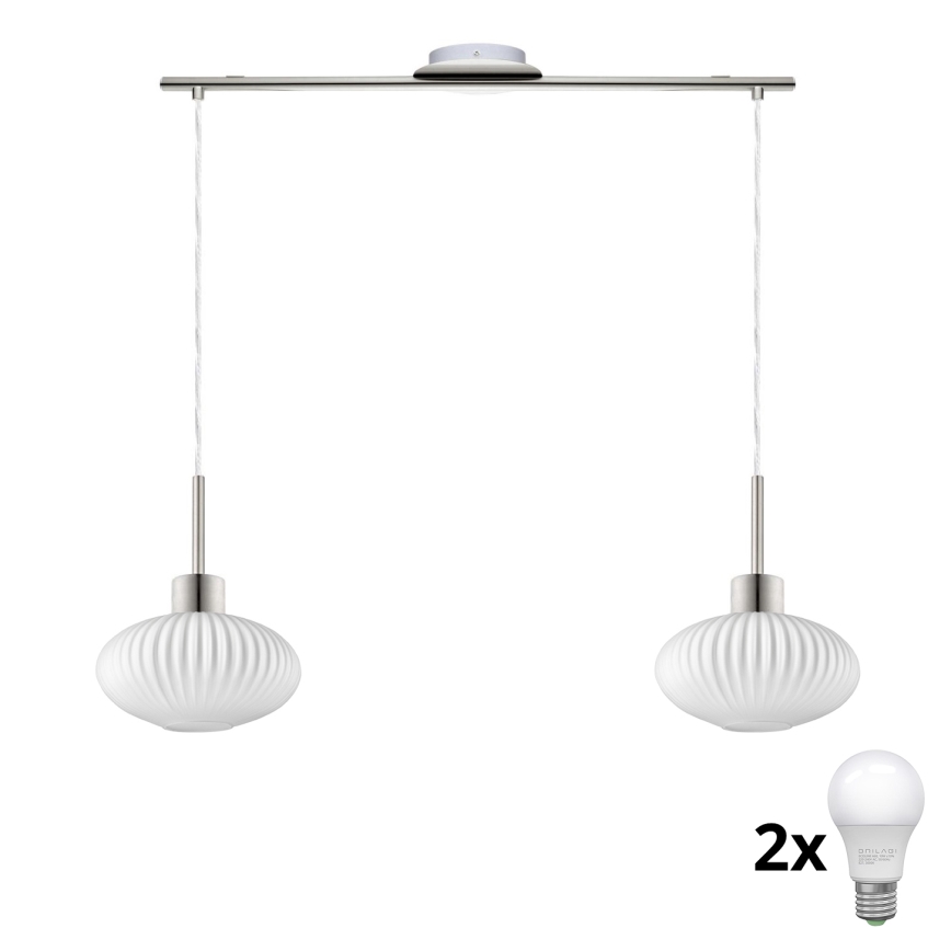 LED Hängeleuchte HARMA 2xE27/60W/230V mattes Chrom/weiß