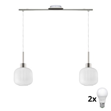 LED Hängeleuchte HARMA 2xE27/60W/230V mattschwarz/chrom