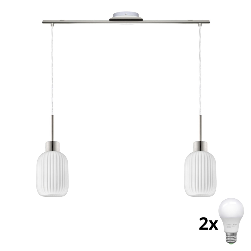 LED Hängeleuchte HARMA 2xE27/60W/230V mattschwarz/chrom