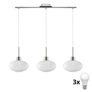 LED Hängeleuchte HARMA 3xE27/60W/230V mattschwarz/weiß