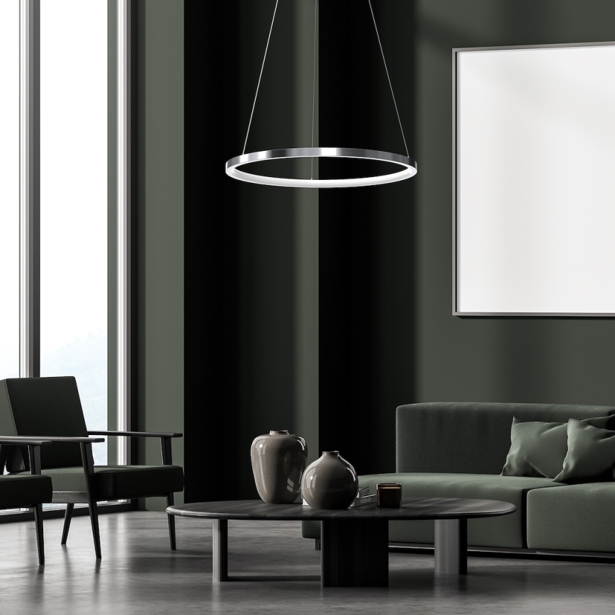 LED-Hängeleuchte HOOP LED/27W/230V d 50 cm 4000K glänzendes Chrom