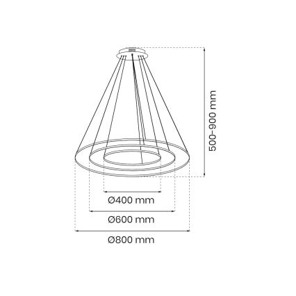 LED-Hängeleuchte HOOP LED/93W/230V d 60 cm 4000K schwarz