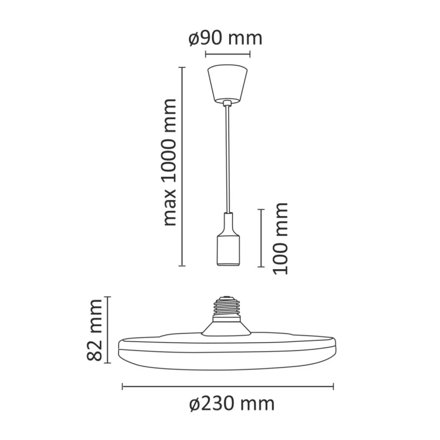 LED Hängeleuchte KIKI 1xE27/15W/230V schwarz