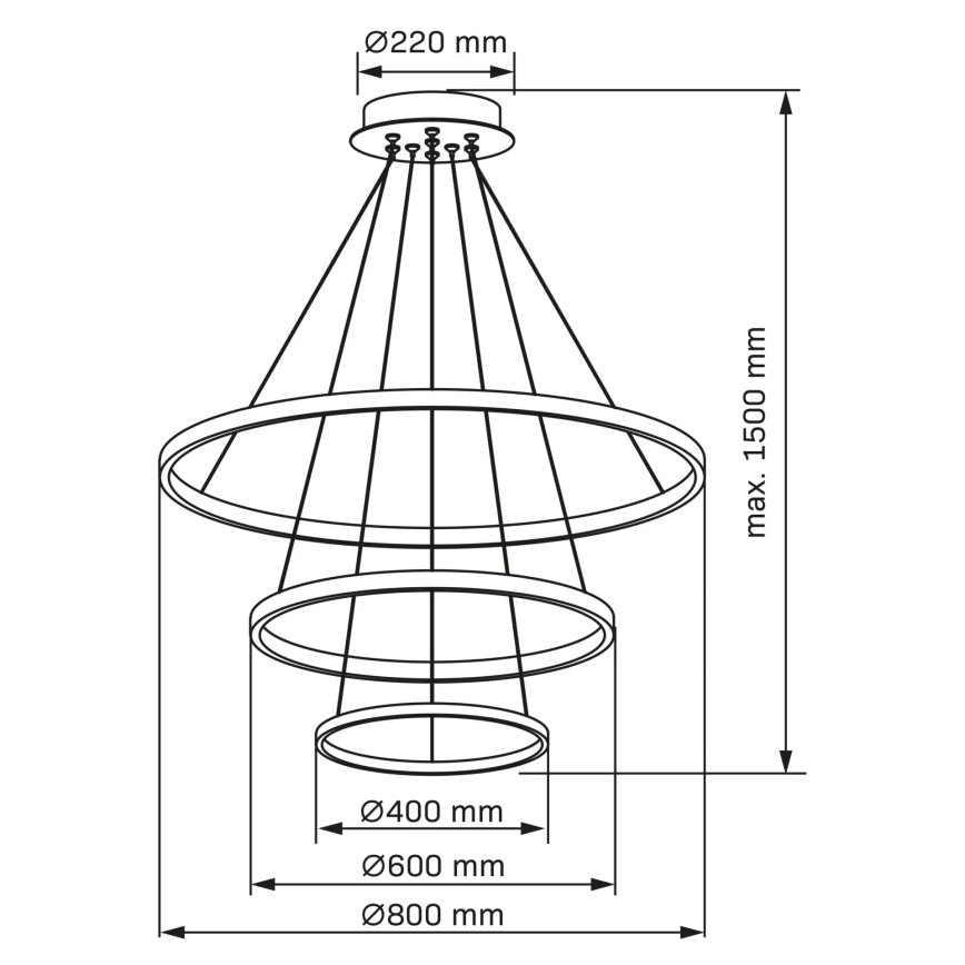 LED-Hängeleuchte LEA LED/60W/230V 4000K d 80 cm schwarz