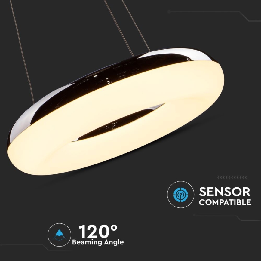 LED-Hängeleuchte LED/40W/230V 3000K d 40 cm glänzendes Chrom
