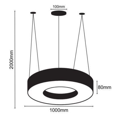 LED-Hängeleuchte LED/50W/230V 4000K d 100 cm schwarz
