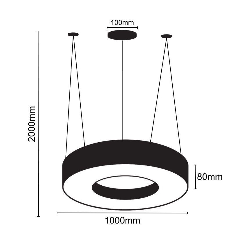 LED-Hängeleuchte LED/50W/230V 4000K d 100 cm schwarz