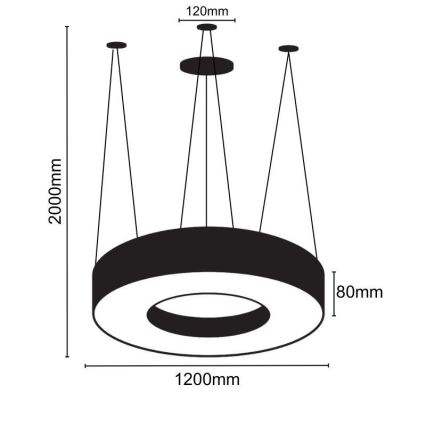 LED-Hängeleuchte LED/60W/230V 4000K d 120 cm schwarz