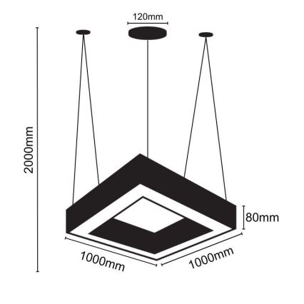 LED-Hängeleuchte LED/70W/230V 4000K 100x100 cm schwarz
