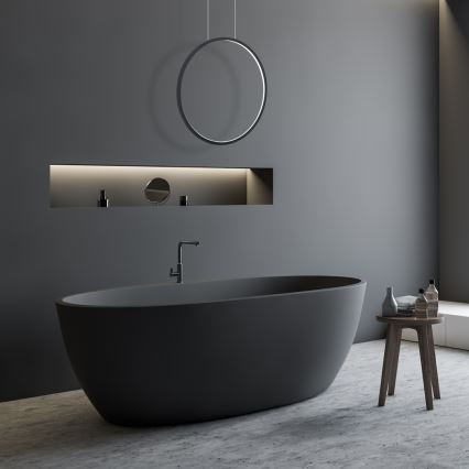 LED-Hängeleuchte mit Seilaufhängung SATURNO LED/28W/230V Ø 50 cm IP44 schwarz