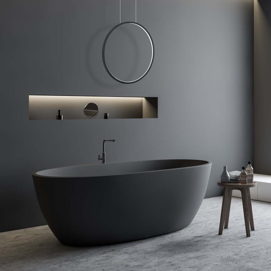 LED-Hängeleuchte mit Seilaufhängung SATURNO LED/28W/230V Ø 50 cm IP44 schwarz