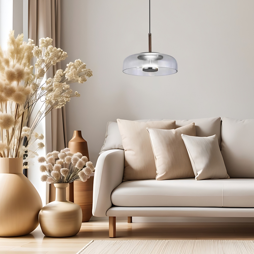 LED-Hängeleuchte VETRO LED/6W/230V d 23 cm grau/schwarz