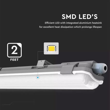 LED-Hochleistungs-Leuchtstofflampe T8 1xG13/18W/230V 6400K 120cm IP65