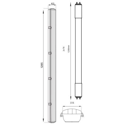 LED-Hochleistungs-Leuchtstofflampe T8 2xG13/18W/230V 4000K IP65