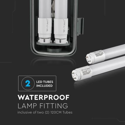 LED-Hochleistungs-Leuchtstofflampe T8 2xG13/22W/230V IP65 4000K 156 cm
