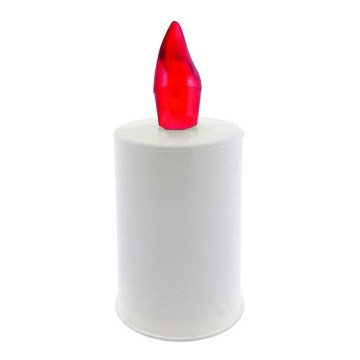 LED-Kerze LED/2xAA warmweiß 10,8 cm weiß/rot