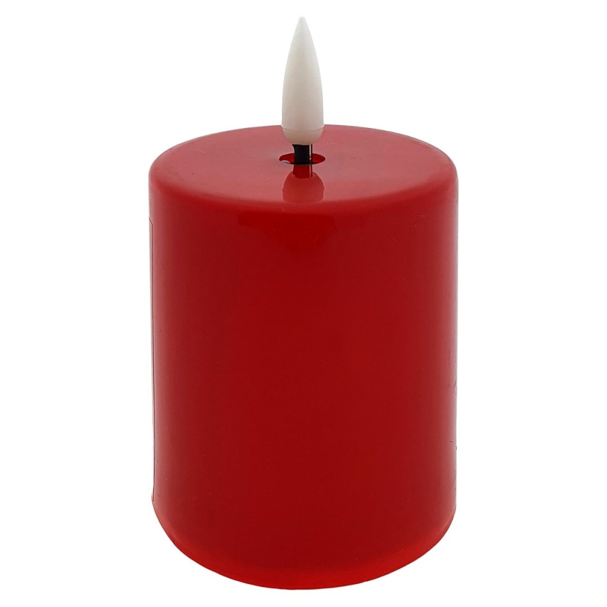 LED-Kerze LED/2xAA warmweiβ 9 cm rot