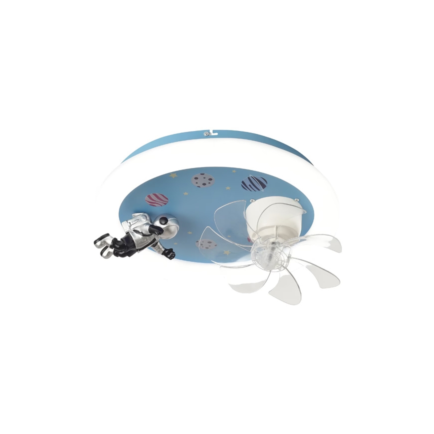 LED dimmbare Kinder-Deckenleuchte mit Ventilator LED/48W/230V 3000/4000/6000K Ø 50 cm blau + Fernbedienung