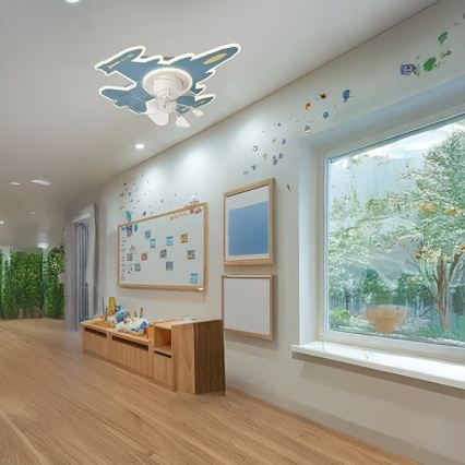 Dimmbare LED-Deckenleuchte mit Ventilator für Kinderzimmer LED/63W/230V 3000/4000/6000K 68x57 cm blau + Fernbedienung