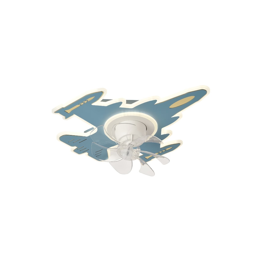 Dimmbare LED-Deckenleuchte mit Ventilator für Kinderzimmer LED/63W/230V 3000/4000/6000K 68x57 cm blau + Fernbedienung
