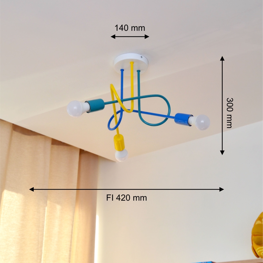 LED Kinder-Deckenleuchte OXFORD 3xE27/15W/230V