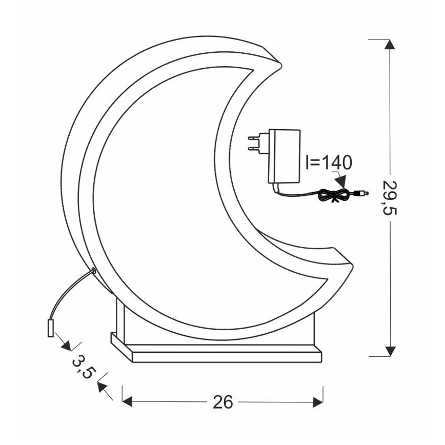 LED-Kinder-Tischlampe MOON LED/12W/230V grau